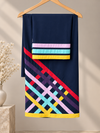 Navy Blue multi stripes geometrical Pattern Rida