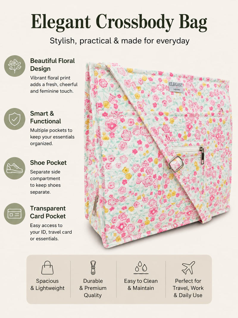 Elegant Crossbody Bag with shoe compartment and ITS/ Card pocket best for Ashara