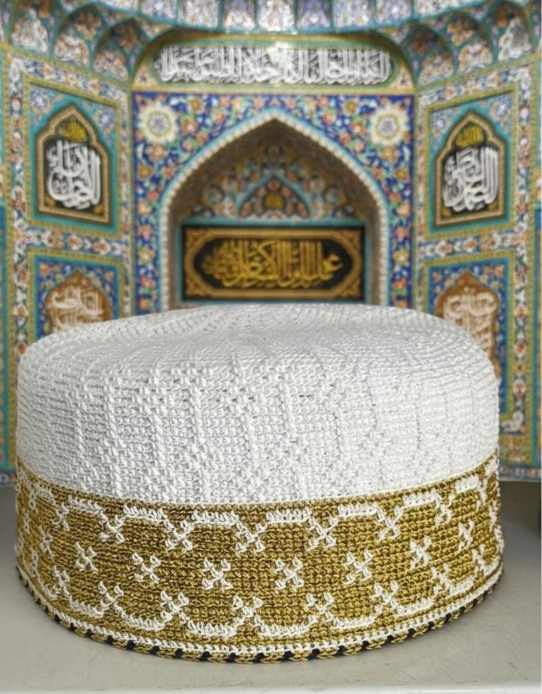 White and Gold Topi Size 22.5