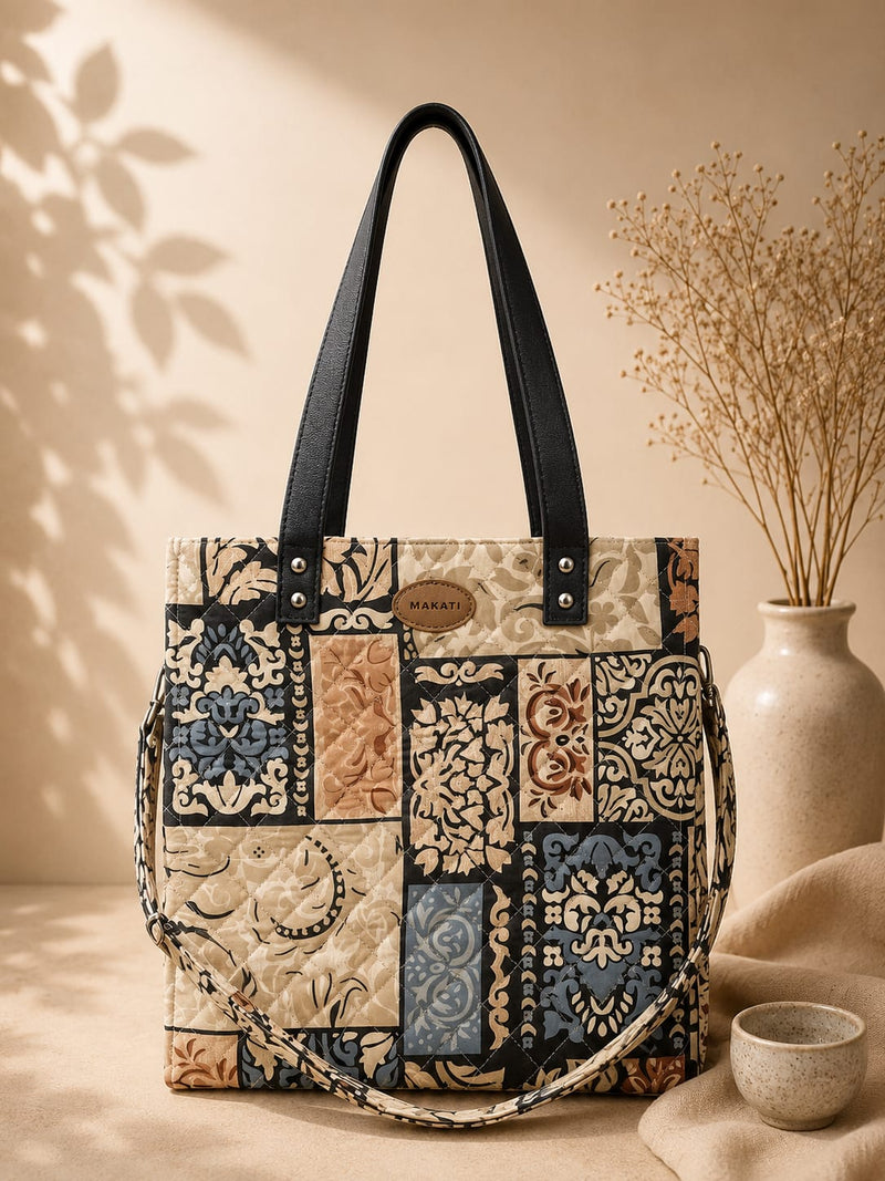 🎨Quilted Patchwork Damask Tote Bag