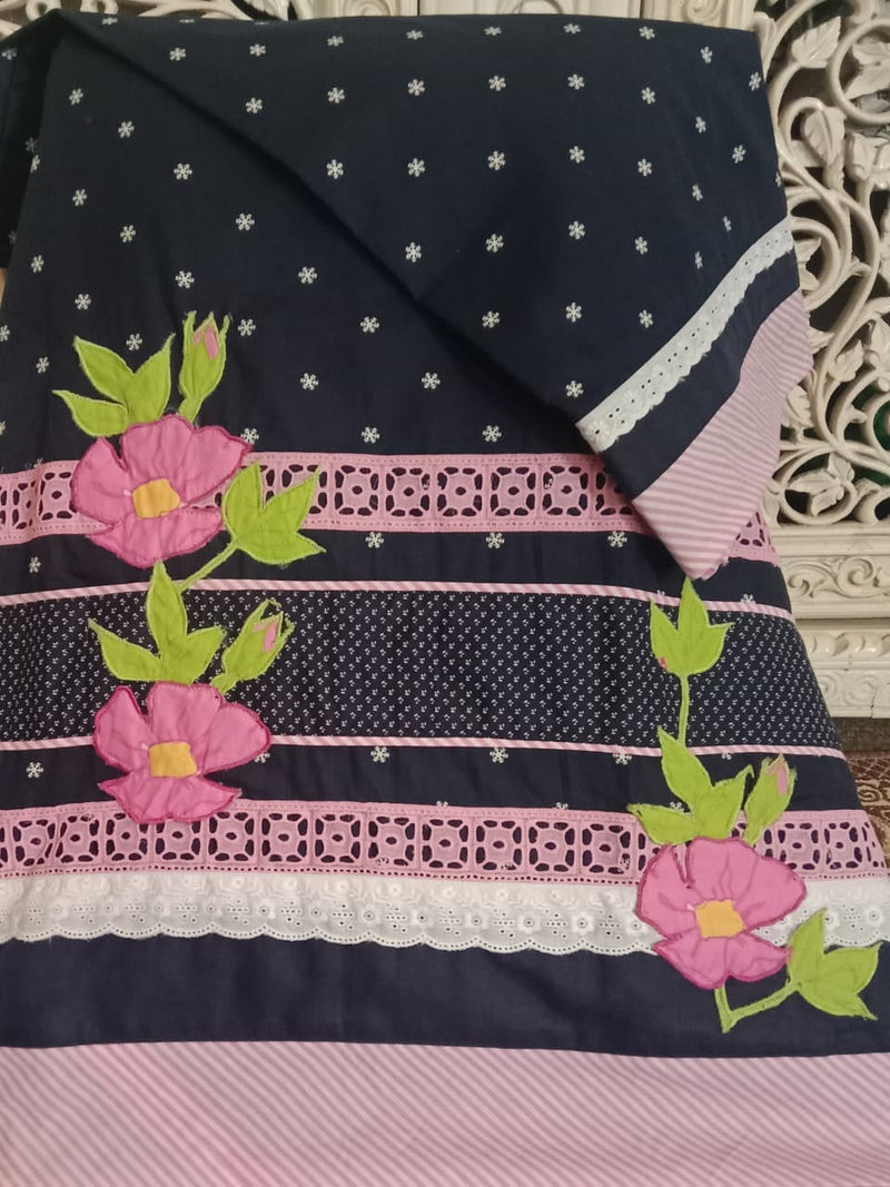 Navy Floral Rida – Soft Cotton Satin