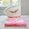 Floral print with hand embroidered rawsilk bag with non quilted masallah