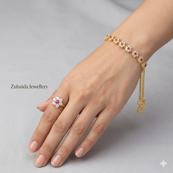 Silver(Gold polish)Namaz-Wear Bracelet With Ring