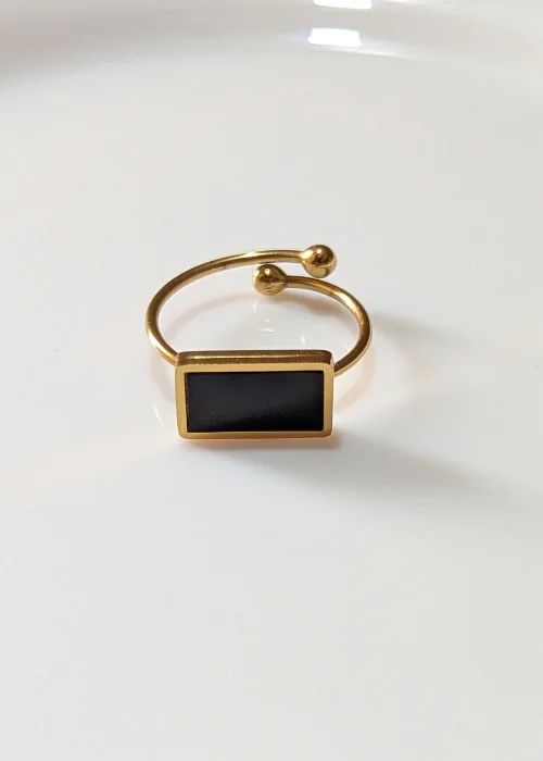 Black Square Adjustable Ring