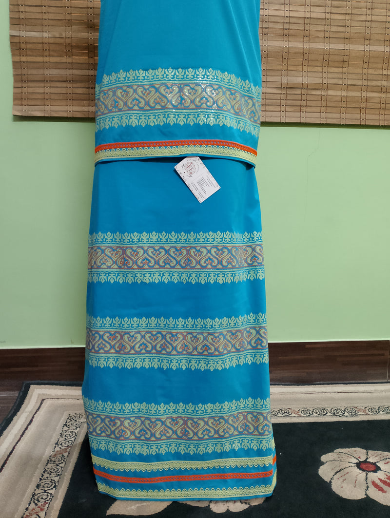 Block print in feroza color