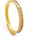 Elegant Stainless Steel Tri Tone Oval Link Bangle