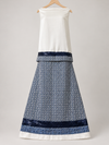 Denim Blue Chicken Skirt with contrast plain pardi