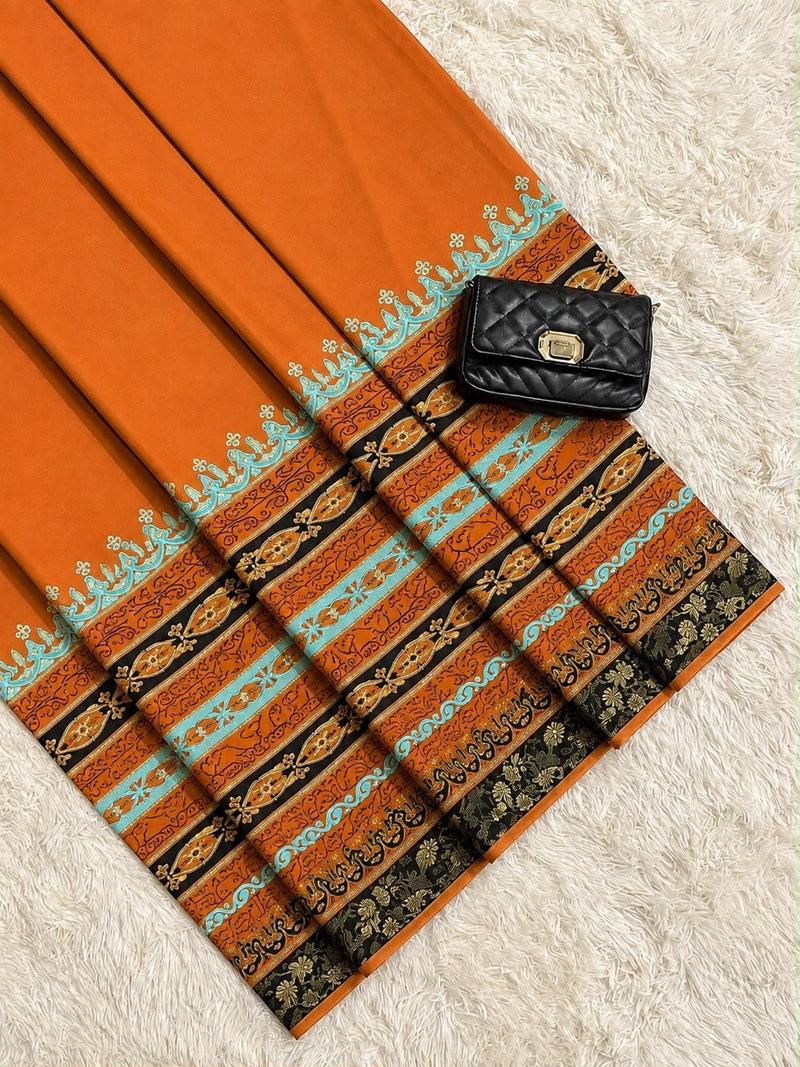 Rust & Turquoise Block Printed Cotton Rida