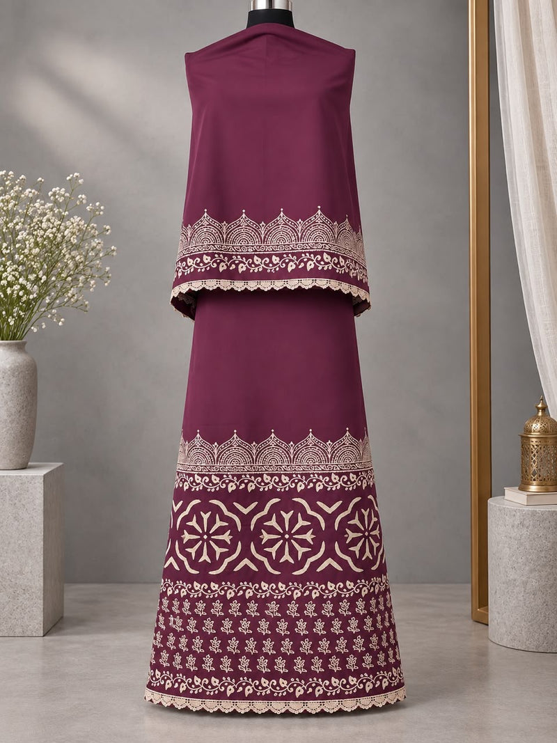 Plum color ralli and block print work Rida