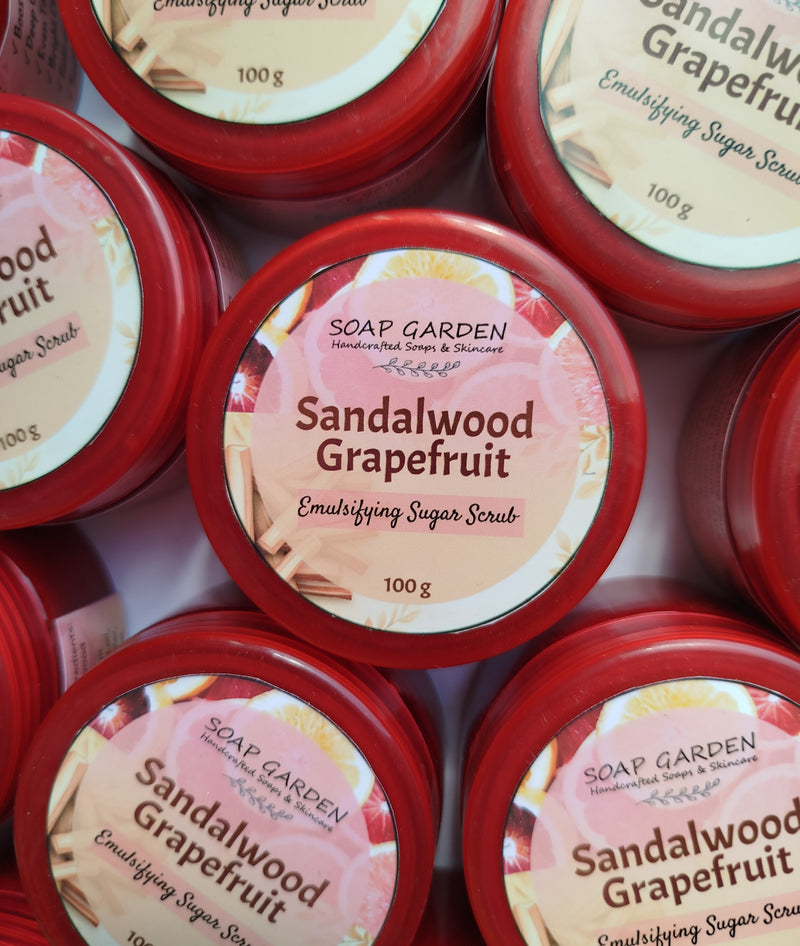 Sandalwood & Grapefruit Scrub, a luxurious 3-in-1 exfoliator for face, body & lips!