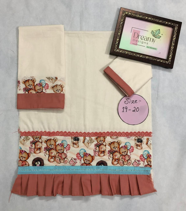 Offwhite Jhabla Izar with Cute Bear Panel