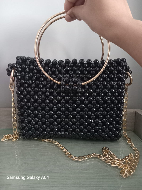 Black Beaded Bag