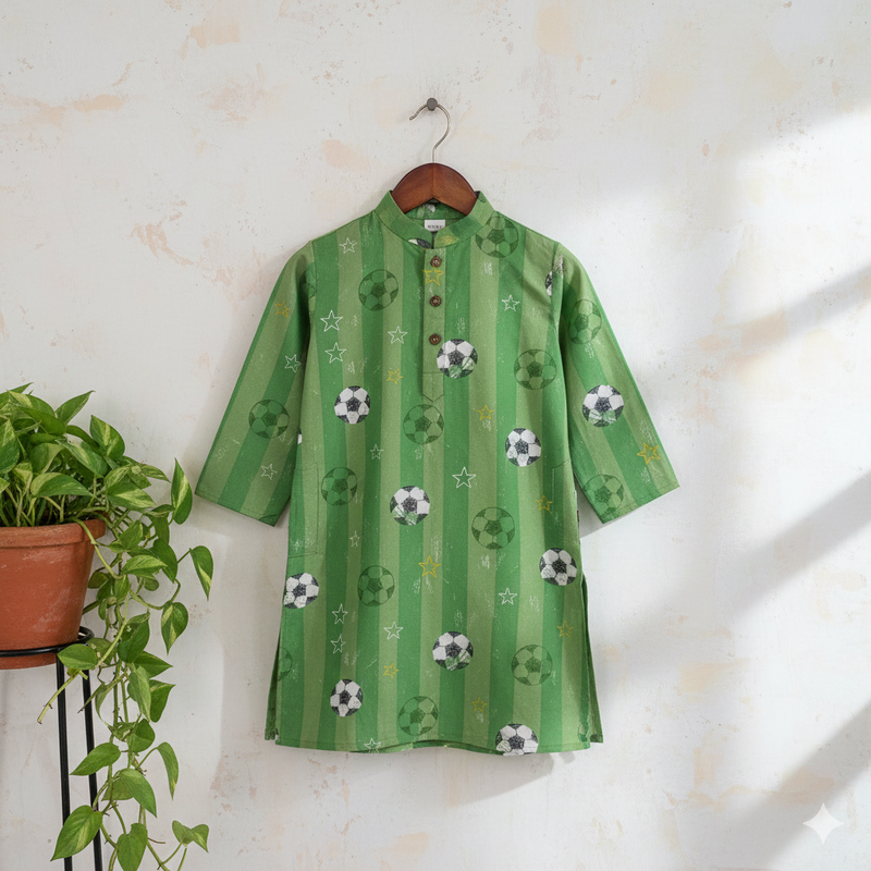 Green stripes football theme kurta size 26