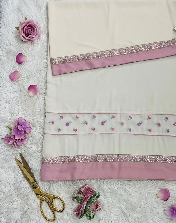 Cream Blossom Hand-Embroidered Rida