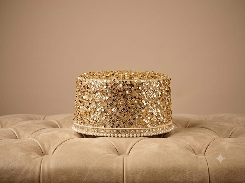 Girls Heavy Golden Sequins Topi