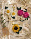 Crochet floral keychains
