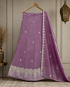 Soft lilac color lavasilk hand embroidered rida