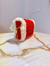 Slit bag woven with fur and wool