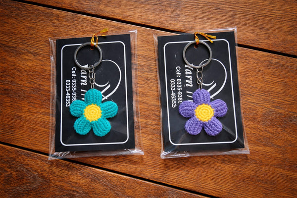 Crochet flower keychain