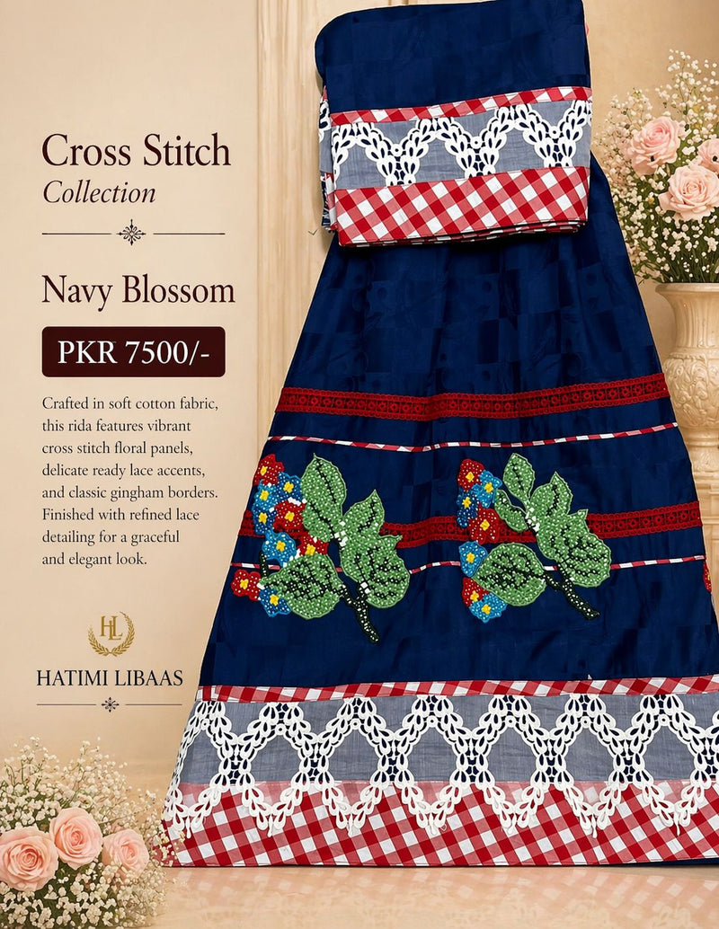 Cross Stitch Collection – Navy Blossom