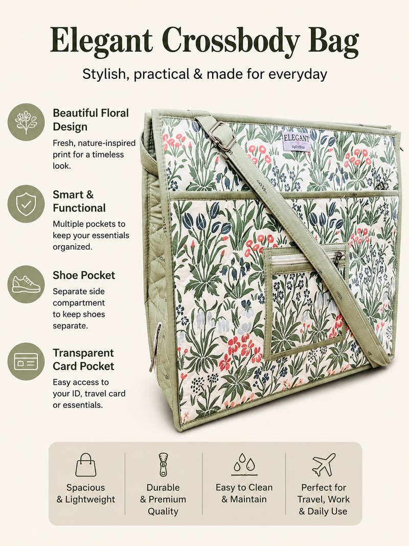 Elegant Crossbody Bag with shoe compartment best for Ashara