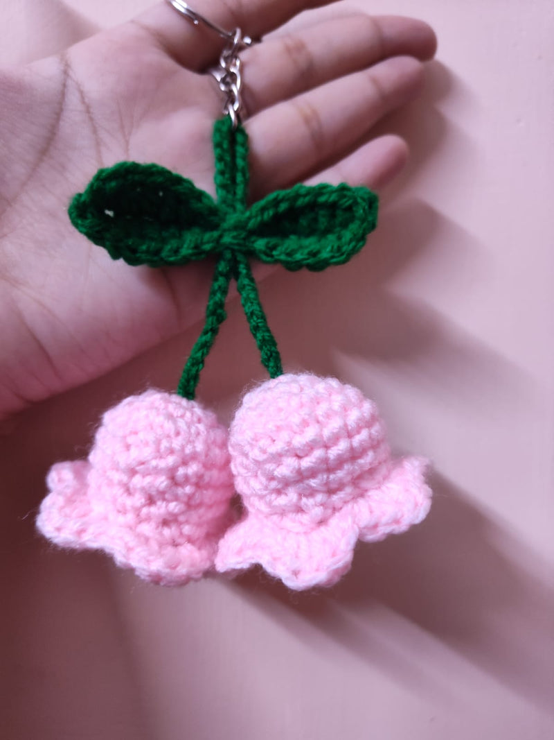 Crocheted Lily of valley keychain