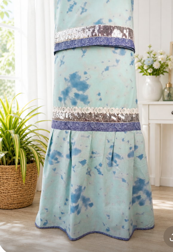Serene in turquoise, sparkling in silver." (TIE AND DYE RIDA) Sale