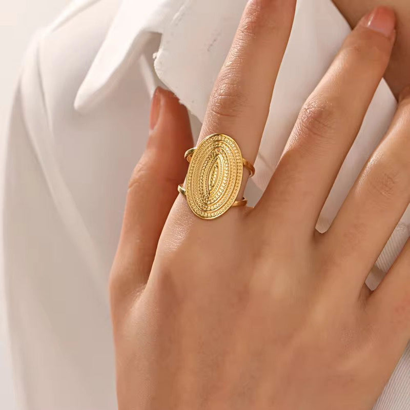 2 Tone chunky adjustable ring