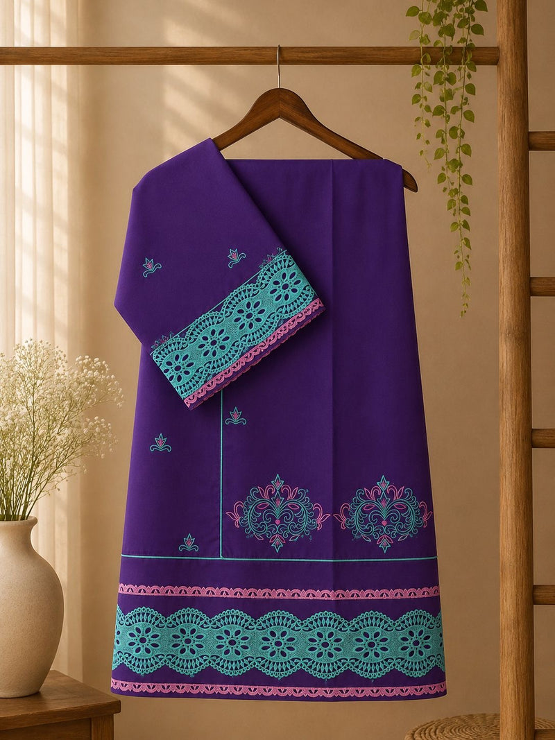 Violet color machine embroidery stylish rida